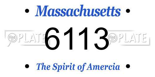 6113 Massachusetts License Plate