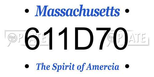 611D70 Massachusetts License Plate