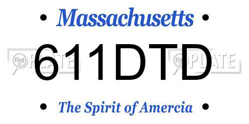 611DTD Massachusetts License Plate