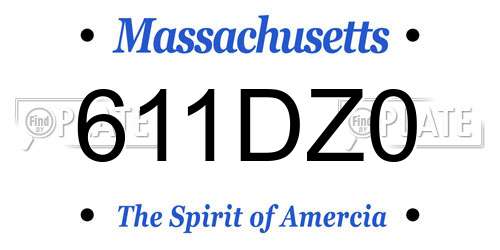 611DZ0 Massachusetts License Plate