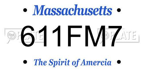 611FM7 Massachusetts License Plate