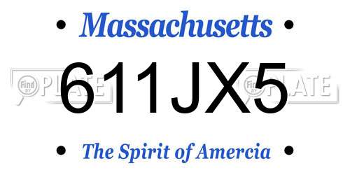 611JX5 Massachusetts License Plate