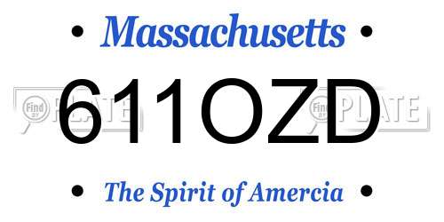 611OZD Massachusetts License Plate