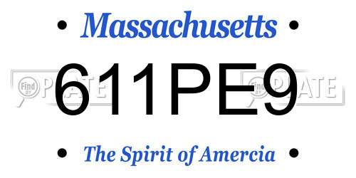 611PE9 Massachusetts License Plate