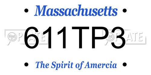 611TP3 Massachusetts License Plate