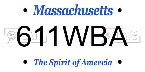 611WBA Massachusetts License Plate