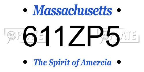 611ZP5 Massachusetts License Plate