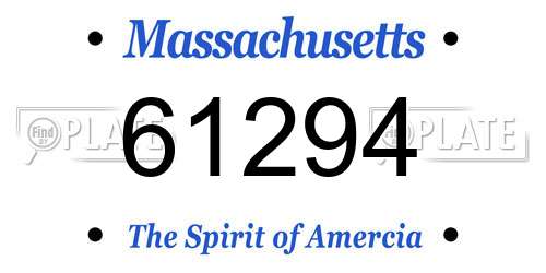 61294 Massachusetts License Plate