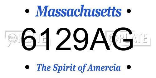 6129AG Massachusetts License Plate