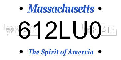 612LU0 Massachusetts License Plate