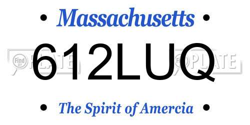 612LUQ Massachusetts License Plate
