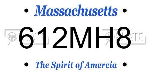 612MH8 Massachusetts License Plate