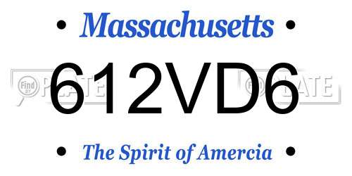 612VD6 Massachusetts License Plate