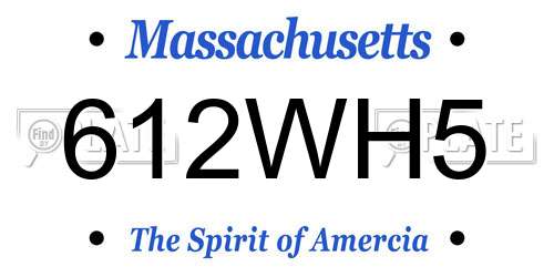 612WH5 Massachusetts License Plate