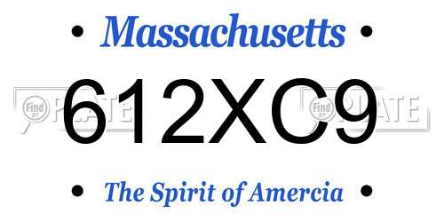 612XC9 Massachusetts License Plate