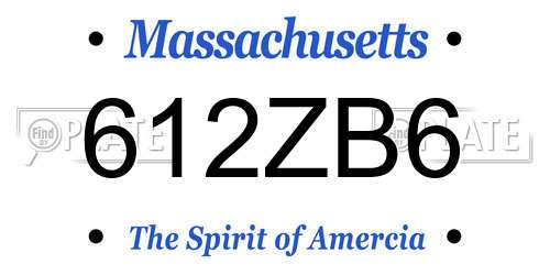 612ZB6 Massachusetts License Plate