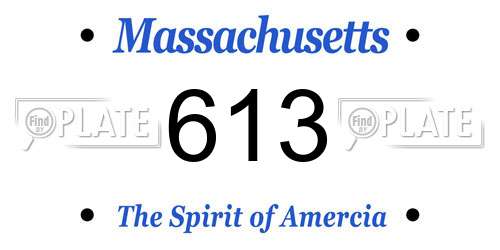 613 Massachusetts License Plate