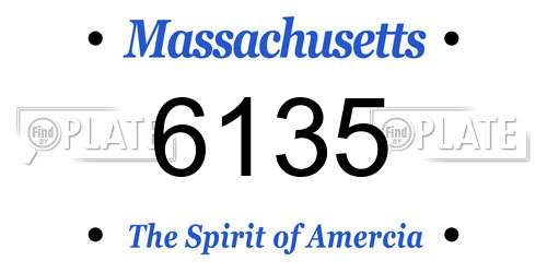 6135 Massachusetts License Plate