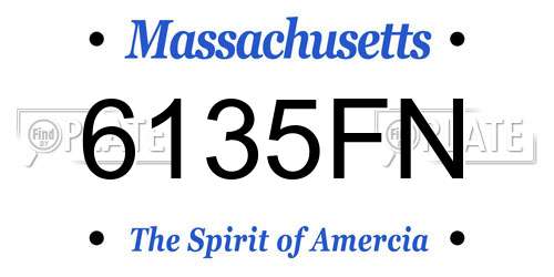 6135FN Massachusetts License Plate