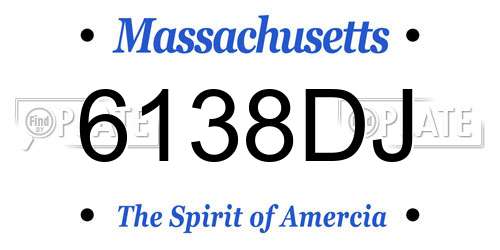 6138DJ Massachusetts License Plate