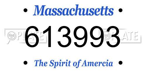 613993 Massachusetts License Plate