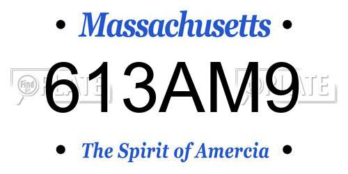 613AM9 Massachusetts License Plate