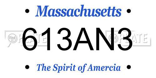 613AN3 Massachusetts License Plate