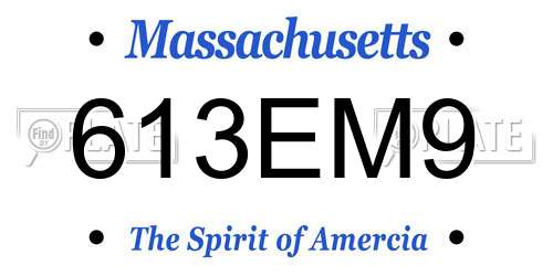 613EM9 Massachusetts License Plate