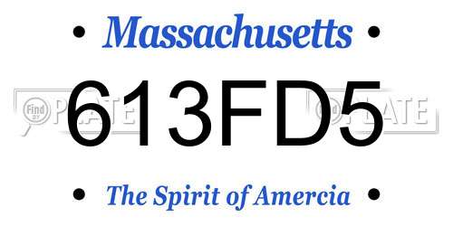 613FD5 Massachusetts License Plate