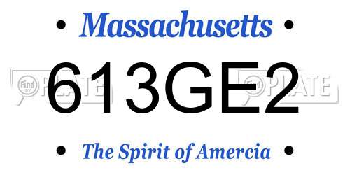 613GE2 Massachusetts License Plate