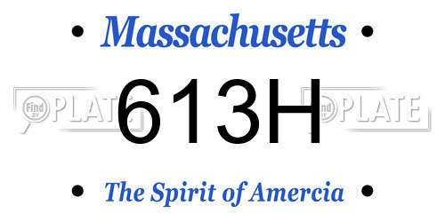 613H Massachusetts License Plate