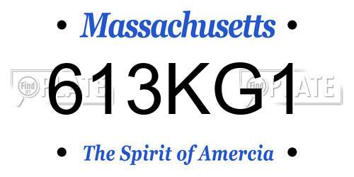 613KG1 Massachusetts License Plate