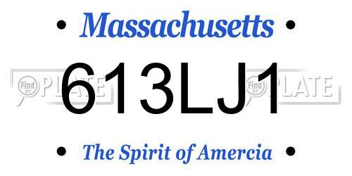 613LJ1 Massachusetts License Plate