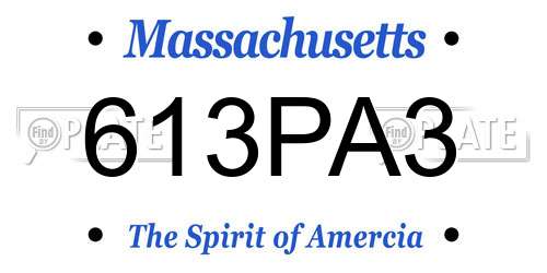 613PA3 Massachusetts License Plate