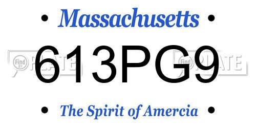 613PG9 Massachusetts License Plate