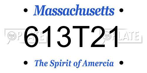 613T21 Massachusetts License Plate