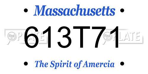 613T71 Massachusetts License Plate