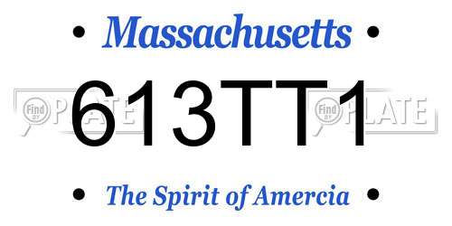613TT1 Massachusetts License Plate