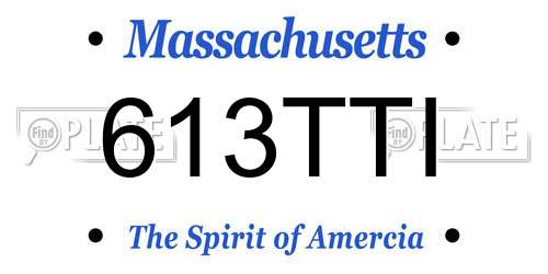 613TTI Massachusetts License Plate
