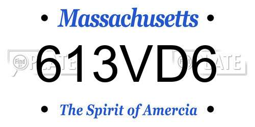 613VD6 Massachusetts License Plate