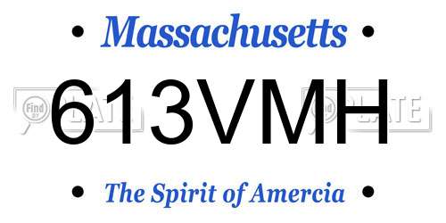 613VMH Massachusetts License Plate