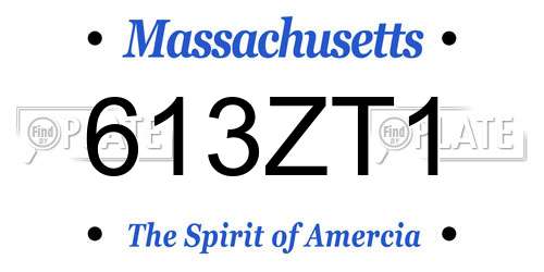 613ZT1 Massachusetts License Plate
