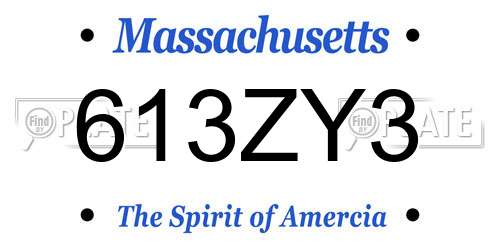 613ZY3 Massachusetts License Plate