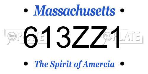 613ZZ1 Massachusetts License Plate
