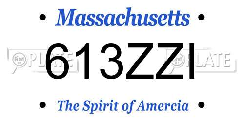 613ZZI Massachusetts License Plate