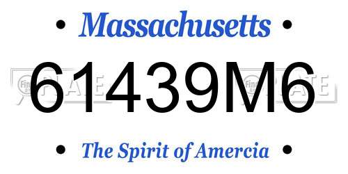 61439M6 Massachusetts License Plate