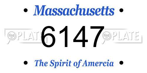 6147 Massachusetts License Plate