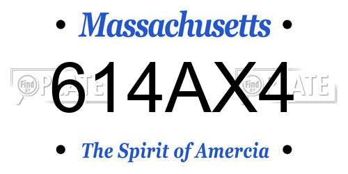 614AX4 Massachusetts License Plate