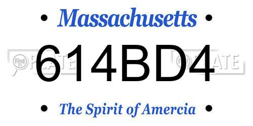 614BD4 Massachusetts License Plate