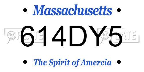 614DY5 Massachusetts License Plate